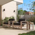Portside Modern Solid Wood Outdoor Lounge Set – 3-Piece Patio Chairs & Round Side Table