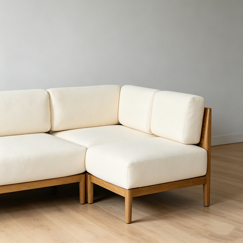 Baycrest Outdoor Teak 3-Piece L-Shaped Sectional (95") - Weather Resistant Patio Sofa