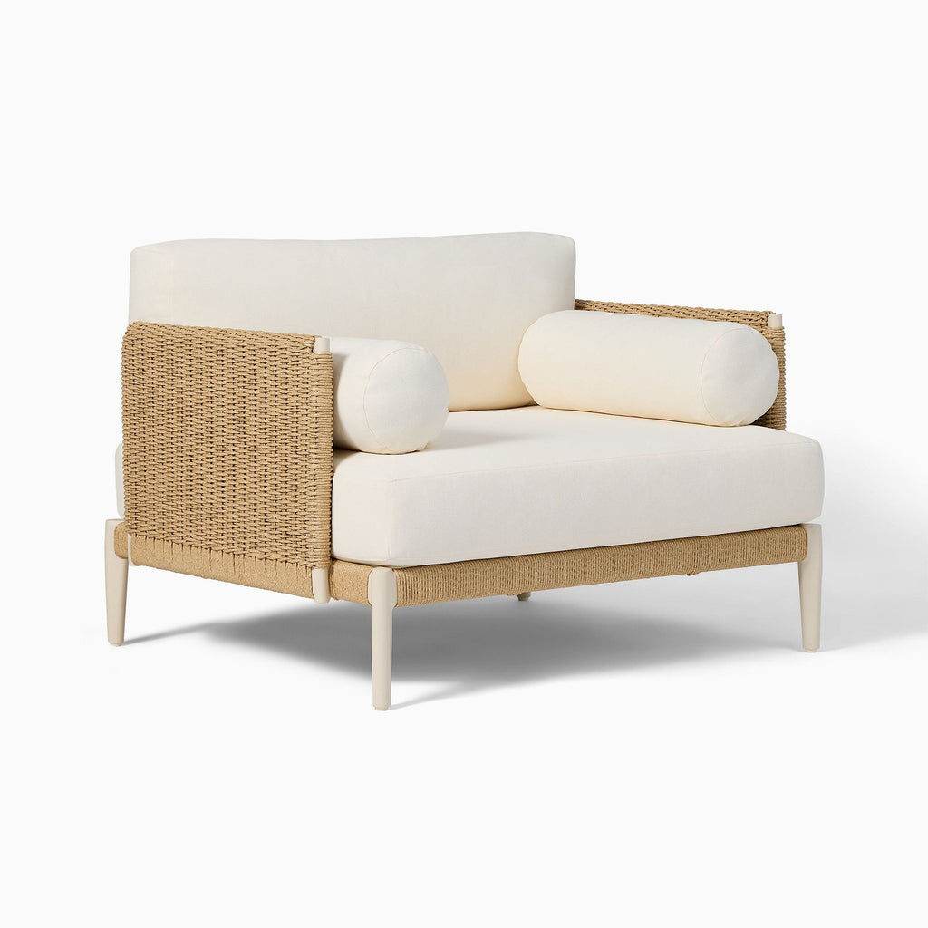 Ventura Modern Aluminum Outdoor Lounge Chair with Handwoven Wicker & Sunbrella Cushions