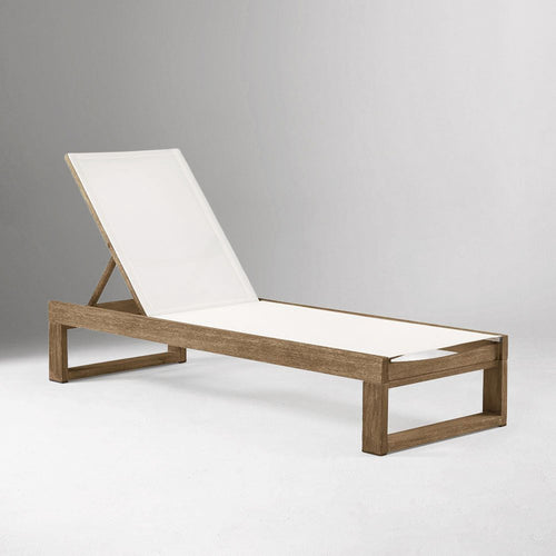 Portside Outdoor Textilene Chaise Lounge & C-Shaped Side Table Set