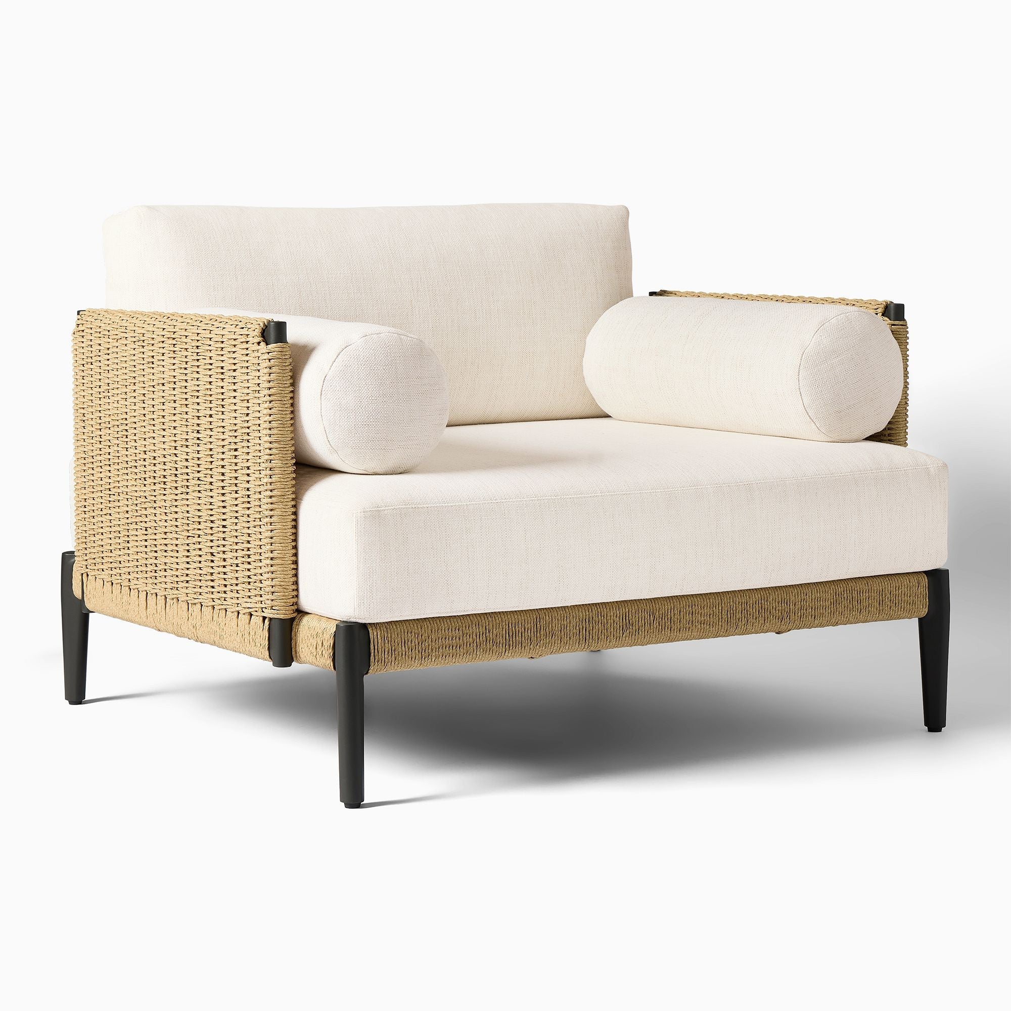 Ventura Modern Aluminum Outdoor Lounge Chair with Handwoven Wicker & Sunbrella Cushions